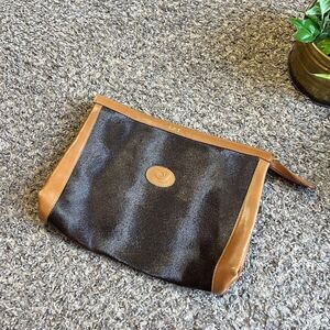 Flavi Vismano Italy Leather Clutch Bag Brown Vintage